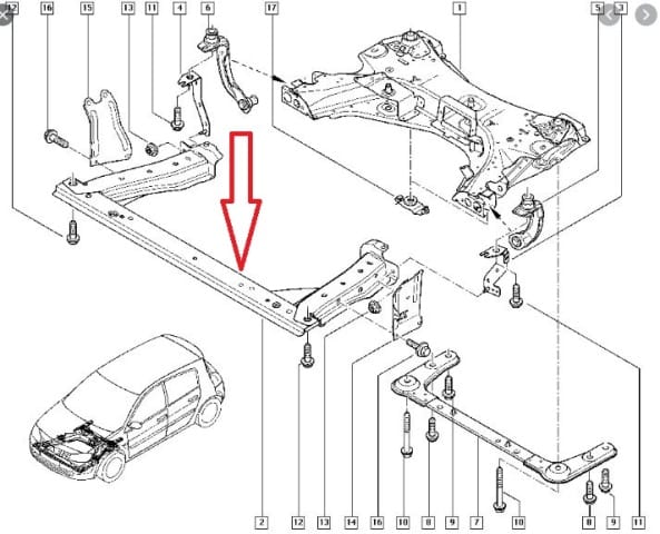 RENAULT MEGANE- 2- 03/09; RADIATOR CONNECTING BRACKET (U TRAVERSE) — OEM 8200761565