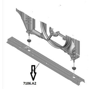 PEUGEOT 206- SD- 07/11; ENGINE CRADLE PANEL (CRADLE) (RADIATOR LOWER CROSS MEMBER) (EAGLE BODY) — OEM 7106A2